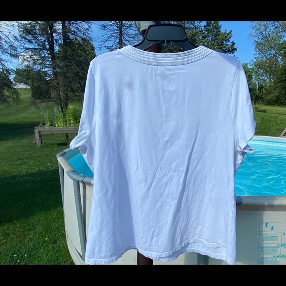 Coldwater Creek White Embellished Short Sleeve Shirt - 100% Supima Cotton - Picture 6 of 9